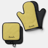 Gentle Warm Yellow Custom Oven Mitt Pot Holder Set (Vorderseite/Rückseite)