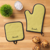 Gentle Warm Yellow Custom Oven Mitt Pot Holder Set (Oben Unten)
