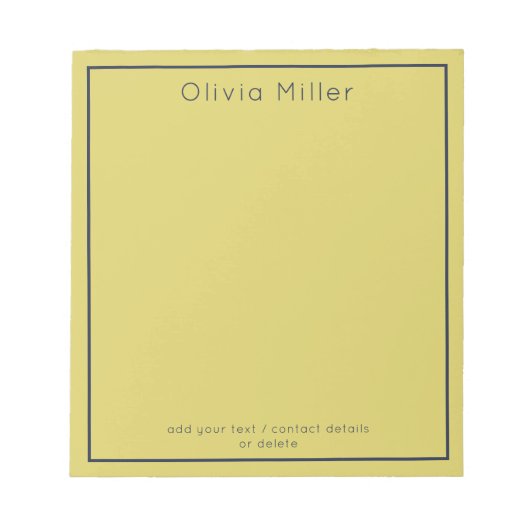 Gentle Warm Yellow Minimalist Notepad Notizblock (Vorderseite)
