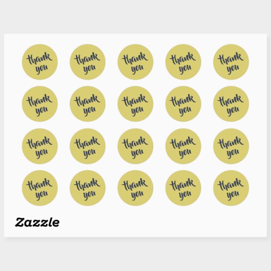 Gentle Warm Yellow Thank You Classic Round Sticker (Blatt)