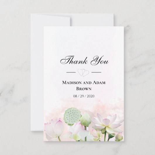 Gentle Water Lilies und Loti Watercolor Vielen Dan Dankeskarte (Vorderseite)