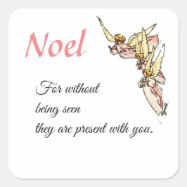 Gentle Watercolor Angels Emerge from Clouds Squar Quadratischer Aufkleber