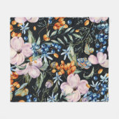 Gentle Watercolor: Rosa Blumenberries Fleecedecke (Vorderseite (Horizontal))