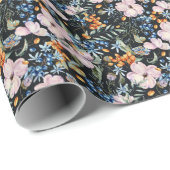 Gentle Watercolor: Rosa Blumenberries Geschenkpapier (Rolleneckpunkt)