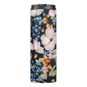 Gentle Watercolor: Rosa Blumenberries Thermosbecher (Rückseite)