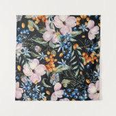 Gentle Watercolor: Rosa Blumenberries Wandteppich (Vorderseite (Horizontal))