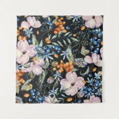 Gentle Watercolor: Rosa Blumenberries Wandteppich (Vorderseite)