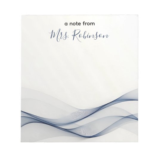 Gentle Wavy Lines Lehrer Bewertung Custom Notizblock (Vorderseite)