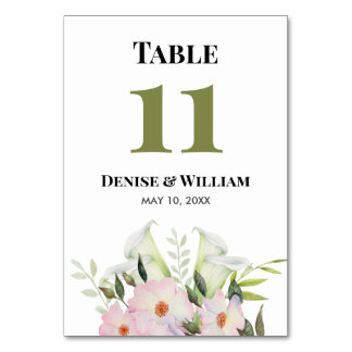 Gentle White Calla Lily Rose Wedding Tischnummer