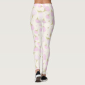 Gentle White Floral Pastel Petals Muster Leggings (Rückseite)