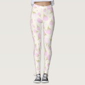 Gentle White Floral Pastel Petals Muster Leggings (Vorderseite)