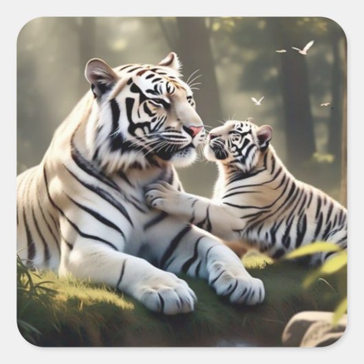 Gentle White Tiger Sticker – Minimal & Elegant (Vorderseite)