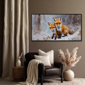 Gentle Winter Foxes Print | Samsung Frame TV Art Poster
