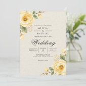Gentle Yellow Bloom Floral Wedding Einladung (Stehend Vorderseite)