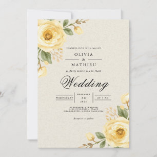 Gentle Yellow Bloom Floral Wedding Einladung