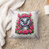 Gentle Zebra in Rose Wreath Kissen (Decke)