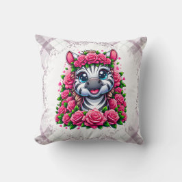 Gentle Zebra in Rose Wreath Kissen