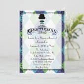 Gentleman Baby Dusche Raute Einladung (Stehend Vorderseite)