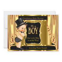 Gentleman Baby Shower Black Gold Drapes Brünett