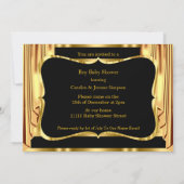 Gentleman Baby Shower Black Gold Drapes Ethnic Einladung (Rückseite)