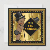 Gentleman Baby Shower Boy Gold Black Ethnic Einladung (Vorderseite)