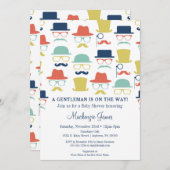 Gentleman Baby Shower Einladung Mustache Hats Ange (Vorne/Hinten)