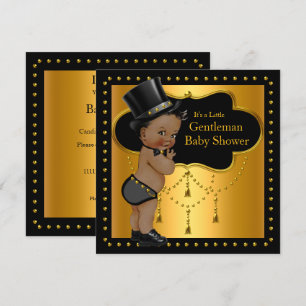 Gentleman Baby Shower Süßer Junge Zylinder Ethnisc Einladung