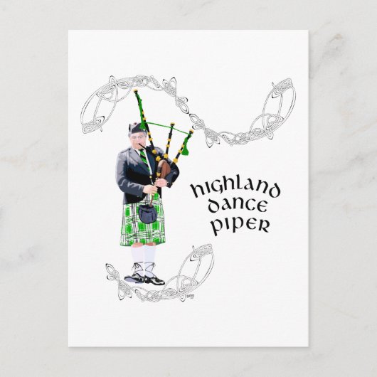 Gentleman Bagpiper in Green Kilt Postkarte (Vorderseite)
