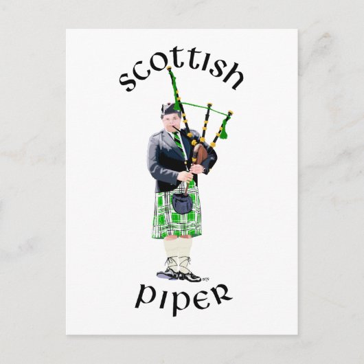Gentleman Bagpiper in Green Kilt Postkarte (Vorderseite)