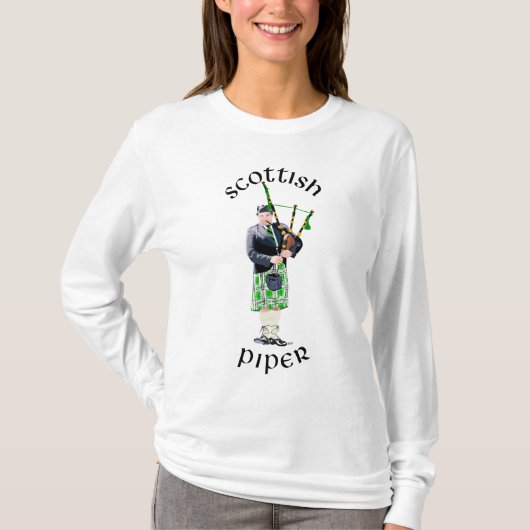 Gentleman Bagpiper in Green Kilt T-Shirt (Vorderseite)