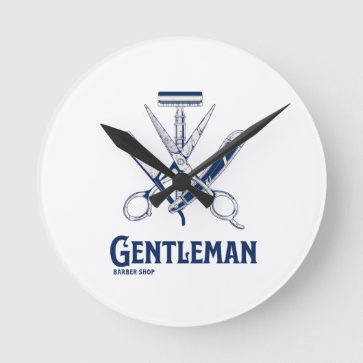 Gentleman Barber Shop Runde Wanduhr (Vorderseite)