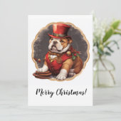 Gentleman Bulldog Weihnachtskarte Feiertagskarte (Stehend Vorderseite)