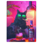 Gentleman Cat Drinking Whiskey | Funny Bar Klemmbrett (Rückseite)