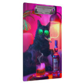 Gentleman Cat Drinking Whiskey | Funny Bar Klemmbrett (Rechts)