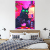 Gentleman Cat Drinking Whiskey | Funny Bar Leinwanddruck (Insitu (Schlafzimmer))