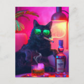 Gentleman Cat Drinking Whiskey | Funny Bar Postkarte (Vorderseite)