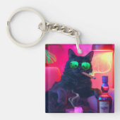 Gentleman Cat Drinking Whiskey | Funny Bar Schlüsselanhänger (Vorderseite)