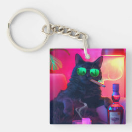 Gentleman Cat Drinking Whiskey | Funny Bar Schlüsselanhänger