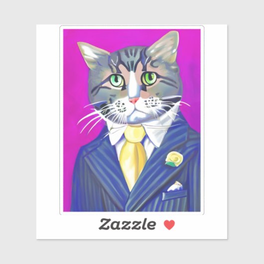 Gentleman Cat in einem Anzug und Krawatte Aufkleber (Blatt)
