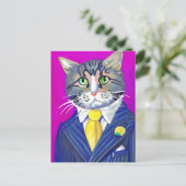 Gentleman Cat in einem Anzug und Krawatte Postkarte (Stehend Vorderseite)