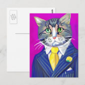 Gentleman Cat in einem Anzug und Krawatte Postkarte (Vorne/Hinten)