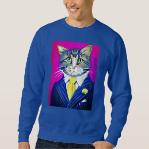 Gentleman Cat in einem Anzug und Krawatte Sweatshirt
