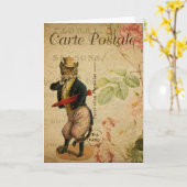 Gentleman Cat Vintag French Postcard Card Karte (Gelbe Blume)