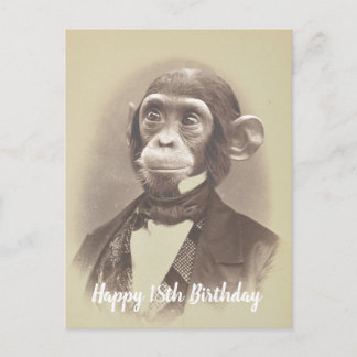 Gentleman Chimpanzee Birthday Card Postkarte