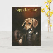 Gentleman Dackel Birthday Card Karte (Gelbe Blume)