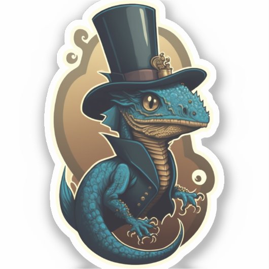 Gentleman Dragon in einem Top Hat Aufkleber (Vorderseite)