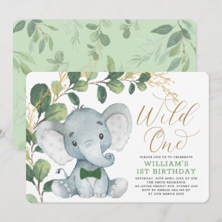 Gentleman Elephant Wild One Greenerie 1. Geburtsta Einladung
