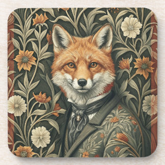 Gentleman Fox in Evening Attire Vintage Woodland Getränkeuntersetzer