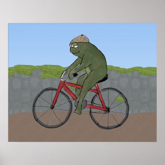 Gentleman Frog on a Bicycle Poster Print (Vorne)