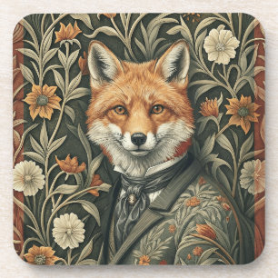 Gentleman Fuchs in Abendgarderobe Vintage Waldland Getränkeuntersetzer